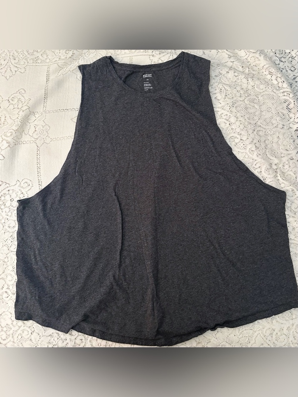 Girlfriend Collective Size 5X Muscle Tank Top Gray Organic Cotton Texloop RCOT